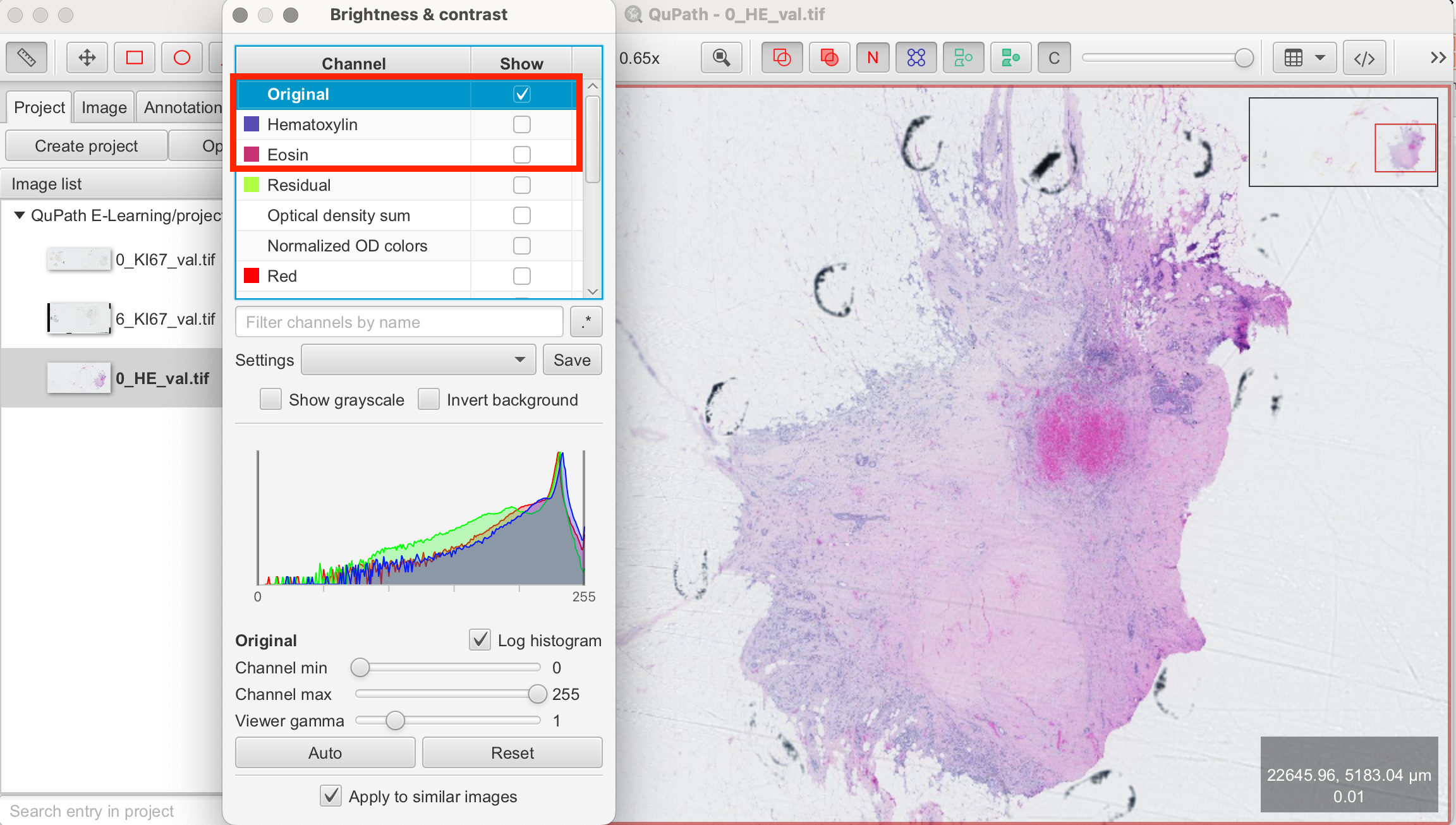 Selecting different channels