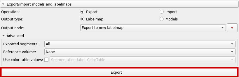 Export labelmap