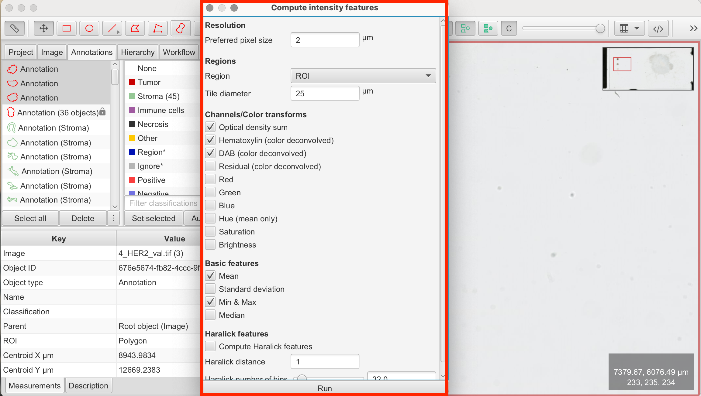 Compute intensity features